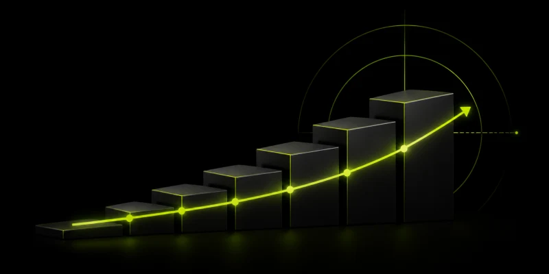 Dark rising expense blocks crossed by a lime cash-flow path and financial-independence target arc